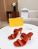 2023 Women's Designer Classic Fashion Sandals Luxury High Heels Metal Button Wedding Party Dress Box Sexig Slim Fit High Heels 35-43 med låda