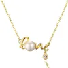 Hänge halsband 50st/dussin kärleksform pärla kristall zirkon halsband trendig kvinnlig lyx dingle smycken för kvinnor dhgarden dhogn