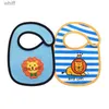 Bibs Burp Cloths 2pcs/set Cartoon Waterproof Baby Bibs Korean Style New Infant Bib Newborn Burp Cloths for Kid Boy Girl Soft Feeding Saliva TowelL231108