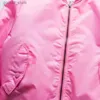 Męskie kurtki Męskie Pink Bomber Kurtka Połączona / cienkie kurtki z zapinany na zamek rękawowy stojak na kieszonkowy stojak Japonia Orange Baseball Jacket Q231110