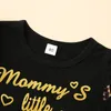 Clothing Sets Toddler Baby Girl Summer Clothes Set Short Sleeve Round Neck Letter T-shirt Leopard Print Patchwork PantsClothing