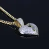 Bijoux de créateurs Bijoux en laiton plaqué or 18 carats diamant zircone glacé hommes collier pendentif coeur brisé design bijoux hip hop