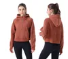 Lu-213 Roupas de ioga Esportes femininos zíper completo capuz solto casual espessado casaco de ginástica de ginástica