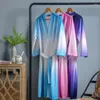 Vêtements de nuit pour femmes Kimono Robe unisexe gaufre ventilation peignoir femmes et hommes robes dégradé doux été automne absorption d'eau