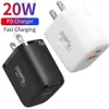 20W PD Tipo c QC3.0 Cargador de pared Cargador rápido USB C Adaptadores de corriente para iphone 12 13 14 15 Samsung Huawei F1