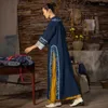 Robes décontractées Une vie sur la gauche Femmes améliorées Cheongsam Demi-manches Style chinois Boucle Design Robe Traditionnelle Imprimer Jupe à ourlet fendu