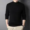 Men's Sweaters Navy Blue Stand Collar 2023 Winter Long Sleeve Pullover Sweater Men Basic Designed Undershirt Slim Fit Top