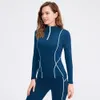 Lu -6958 Plove Long Sleeves Yoga Sportswear Litness Running Slim Semi -Zipper Winter Sweater
