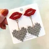 Baumeln Ohrringe MWSONYA Schöne Sexy Roten Lippen Für Frauen Voller Strass Liebe Herz Tropfen Ohrring Mode Hochzeit Schmuck