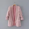 Abiti da donna Moda coreana Blazer senza bottoni Abito da donna Semplice scollo a V profondo Colori solidi Casual Office City Lady Lavoro Cappotti di media lunghezza