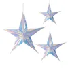 Decorative Flowers Christmas Iridescent Hanging Ornament Ceiling Star Decoration Xmas Foil Ornaments Sparkly For Holiday