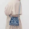 Umhängetaschen Denim Edge Bucket Bag Fasion Designer Crossbody Body Plaid Soulder Bag PU Draw String PUSS Messenger Bagcatlin_fashion_bags