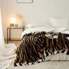 Blankets Soft Tiger Stripe Velvet Fabric Knitted Throw Blanket Sofa Chair Bed Cover Warm Comfortable Bedspread Home Decor Textile