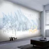 Fonds d'écran Personnalisé Papier Peint Mural 3D Creative Lumière De Luxe Peint À La Main Fantaisie Forêt Neige Elk Fond Mur Décor Salon