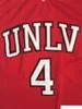 CUSTOM Stitched NCAA Vintage Basketball Jerseys College University of Nevada Las Vegas Larry 4 Johnson Jersey UNLV #4 Red Stitched Shirts S-