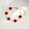 Fashion designer Classic 4/Four Leaf Clover Charm Bracelets Bangle Chain 18K Gold chains Agate Shell Mother-of-Pearl for Women Girl Wedding Jewelry gifts