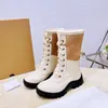 Australien Classic Snow Boots Womens Tooling Boots Thick Bottom Bottom Mini Platform Boot Sheepskin Cowskin äkta läderplysch Ankelstövlar med pälsstorlek O72P#