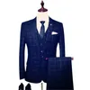 Herrenanzüge Blazer Blazer Männlich High End Custom Britisches Plaid Hochzeitskleid Bräutigam Großer Anzug 3-teiliges Set Anzughose Weste Jacke Hose S-5XL 231109