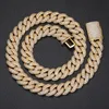 15mm 16/18/20/22/24inch Gold Plated Shiny CZ Miami Chain Necklace Bracelet for Men Women Hip Hop Punk Jewelry Necklace Chains