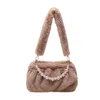 winters Evening Bags Autumn and Winter High Quality Fur Bag Women's Ins Shoulder Pearl Hand Plush Pleated Bucket