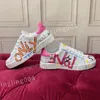 2023 Hot Graffiti White Women's Portofino Shoes Sneakers Musik Note Floral Love Heart Embroidery Patch Queen Sport Sneakers For Women HC220701