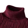 Men's Sweaters Handsome Winter Warm High Neck Sweater Casual Round Knitted Keep Jumper Wool