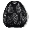 Männer Pullover Halloween Pullover 2023 Winter Hip Hop Kürbis Strickwaren Herren Große Größe Pullover Mode Lose Übung Weihnachten Mann