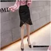 Konst och hantverk Spring Autumn High midja Slim Sexig spetskjol Allmatch Casual Elegant Women Irregar Fishtail 210527 Drop Delivery Ho Dhskb