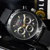 Tudo Wrist Watches for Men 2023 Mens Watches All Dals Works Quartz Watch High Hights Top Top Luxury Clock Clock Black Shield Fashion Leather and Rubber Strap