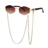 Lunettes de soleil dégradées avec chaîne Punk, petite monture, tendance pour femmes, pendentif, collier, lunettes UV400