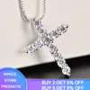 Pendant Necklaces With Certificate 4mm Lab Diamond Cross Necklace S925 Sterling Silver Color Choker Statement Women Gift JewelryPendant Neck