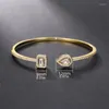 Brazalete de moda de lujo para mujer con circonita cúbica brillante cristal verde azul plata color oro 2023 joyería