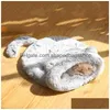 Kattbäddar möbler vinter lång plysch husdjur kattbäddar runt kudde hus 2 i 1 självvärmande s säck mysig sömnväska korg för liten hund dhafr