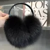 Ear Muffs Luxury Real Fox Fur Earmuffs Natural Warm Fox Fur Earmuff Söta överdimensionerade fluffiga äkta rävpälar Earmuffs Winter Ear Muffs 231107