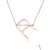 Pendant Necklaces Rose Gold Plated Stainless Steel Necklace Az English Alphabet Initial Capital Letter Fashion Dhgmj