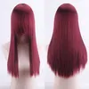 Ger Anime Multi Color Diagonal Bangs Wig Set mångsidig cosplay peruk Långt rakt hår Män och kvinnors forntida kläder