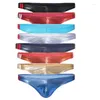 Sous-vêtements 8pcs / lot sexy gay sous-vêtements hommes slips string faux cuir t-culotte mâle u poche convexe cueca calzoncillos tongs