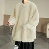 Herrtröjor Kapments vinter y2k streetwear päls slät vintage koreanska mode tröjor överdimensionerade harajuku tröja