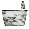 Cosmetic Bags White Black Marble Makeup Bag For Women Travel Organizer Fashion Abstract Texture Storage Toiletry