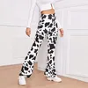 Kvinnor Pants Cow Print Borsted Blad Stretch Fashion Micro Zebra Animal Printed