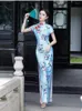 Vêtements ethniques 6 couleurs femmes plus taille longue Cheongsam mince vintage robe d'été costumes de style chinois sexy élégant élastique