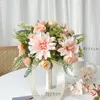 Wedding Flowers White Pink Artificial Silk For Home Bouquet Decor Bedroom Centerpiece Table Arrange Bride Holding Fake