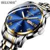 Armbandsur Belushi Top Brand Luxury Mens Watches Lysande vattentätt rostfritt stål Watch Quartz Men Date Calender Business Wristwatch 230407