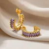 Boucles d'oreilles en Zircon carré coloré classique pour femmes, boucles d'oreilles en forme de C, bijoux de fiançailles et de mariage à la mode, 2023