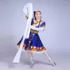 Stage Draag Mongoolse vrouwelijke minderheidskostuum Moderne dansoutfits Tibetaanse traditionele kleding