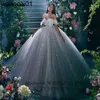 Платья для вечеринок Смивен Принцесса Свадебное платье с мячными платьями блестящие платья невесты Тул