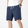 Męskie szorty męskie szorty męskie Summer Summer Plus w rozmiarze 5xl męski męski męski Masculina Solidny kolor bawełniany lniany sporty proste luźne spodnie kolanowe W0408