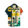 Mens Tshirts Men Hawaiian Casual Single Button Musical Instruments Tryckt Shortsleeve Beach Bluses Tops Camicias 230408