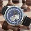 Men Designer de luxo quartzo automático Mens Auto Cronógrafo Tachymetre Primero relógio de couro relógios de banda de couro