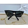 Солнцезащитные очки Women Fashion 41468 Cat Eye Style Acetate Frame Женщины персонализированные солнцезащитные очки на открытом воздухе Французская мода Классический стиль взлетно -посадочной полосы с цепью